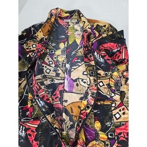 Units Woman 80s Floral Abstract Zipper Front Snap Jacket‎ Plus Size 3X